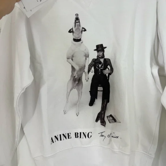 ANINE BING Ramona Sweatshirt AB x TO B White Pullover - Picture 13 of 14